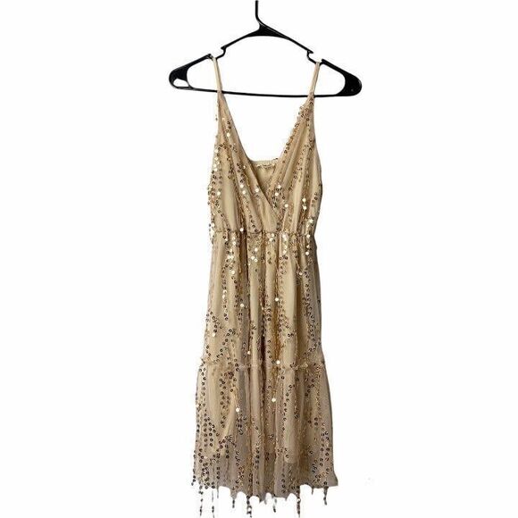 Southern Fried Chics Gold Sequin‎ Dress XS - Picture 1 of 9
